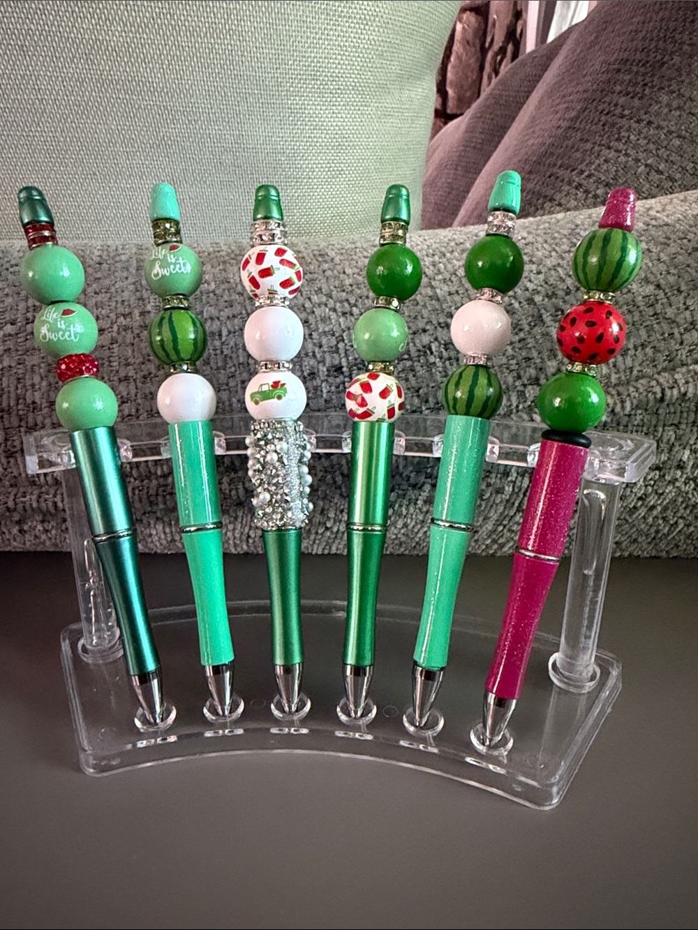 NWOT Handmade Watermelon Beaded Pens — Set Of 6